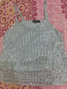 Light Blue Sequins Top