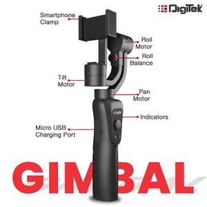 Digitek 3 Axis Gimbal for Smartphones &amp;GoPro