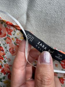 Zara Floral Ruffle Blouse