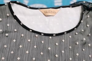 Black and White Polka Dot Sheer Blouse (Woman)