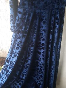 Elegant Blue Velvet Maxi Dress