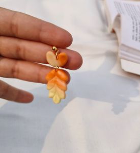 Orange Leaf Earrings Handmade