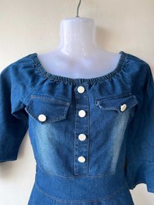 Denim Mini Dress with Buttons