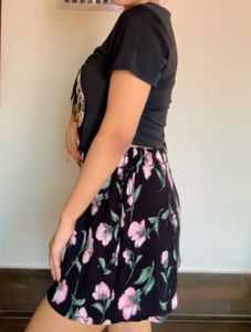 Shein Floral Printed Black Shorts
