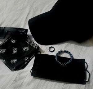 Cap, Bandana, Mask,bracelet, Ring,glass