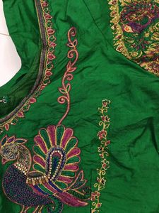 Green Embroidered Saree Blouse