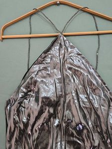ZARA Silver Maxi Dress with Rheinstone Straps