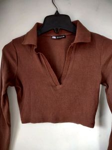 ZARA BROWN CROP TOP