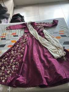 Elegant Maroon Anarkali Suit Set