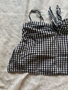 Gingham Tie-Front Crop Top