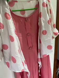 Pink Polka Dot Dress with Shrug