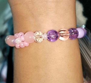 Pink Flower Beaded Bracelet