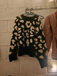 Leopard Print Black Sweater