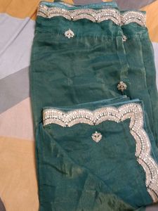 Emerald Green Embellished Saree