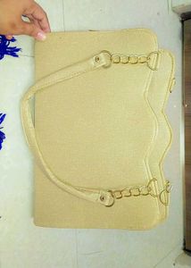 Beige Rhinestone Handbag