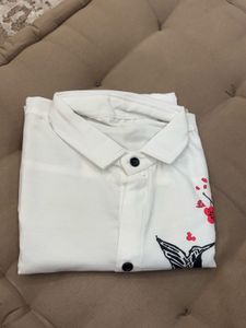 White Bird Print Shirt