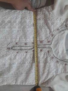 Schiffili work White Kurta &amp; Duppatta