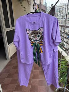 Cute Cat Graphic Cord Set For Women/children