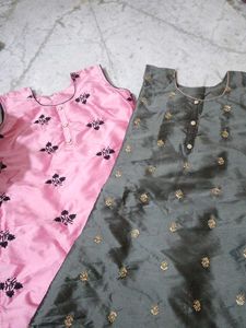 ( SET OF 2) Silk Blend Kurtas