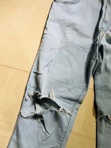 Light Blue Distressed High-waist Jeans