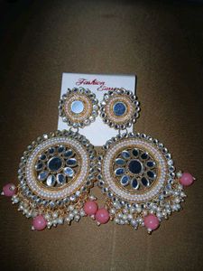 Statement Mirror &amp; Pearl Earrings