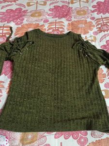 Olive Green Cut-Out Top