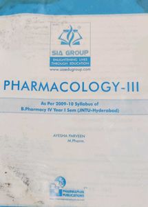 Pharmacology - III, Second Edition B.pharmacy IV Y
