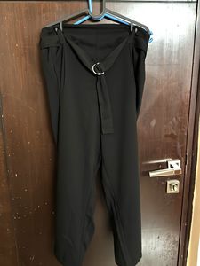 Black Belted Wide Leg Pants