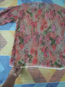 Floral Print Top &amp; Scarf Set