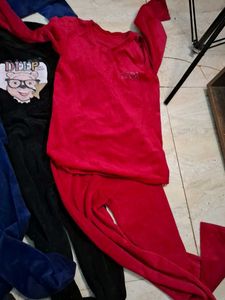 Zara Blue,black and pink  Velvet Loungewear Set