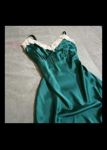 sea Green Lace Trim Slip Dress