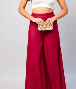 Ankle length flared palazzos with elasticated wais