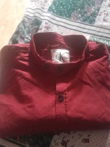 Red Long Sleeve Button Down Shirt