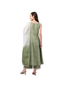 FIORRA Women&#39;s Ferm Green Pure Cotton Flared Kurta