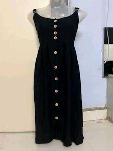 Zara branded Black Button-Down Midi Dress