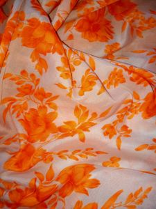 Orange Floral Print Soft Silk Saree