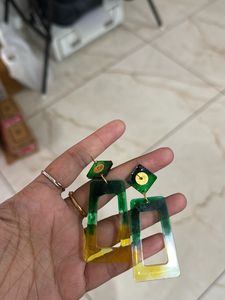 Green And Yellow Essenced Earrings