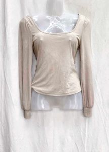 2210. Beige Square Neck Top