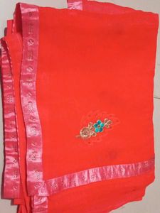 Red Embellished Saree