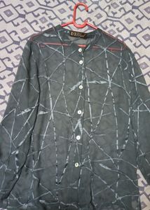 Transparent Navy Blue Top With Designs
