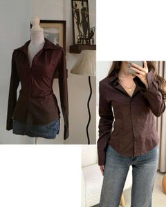 Brown button down Long Sleeve Shirt