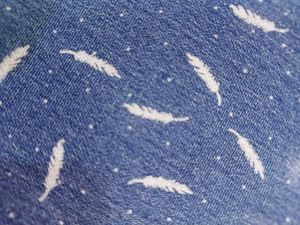 Feather Print Denim Jeans
