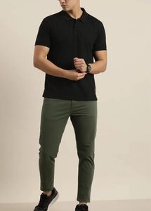 INVICTUS Solid Black Polo T-shirt For Men