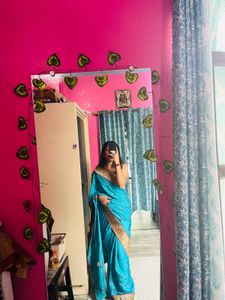 Elegant Sky Blue Embroidered Saree