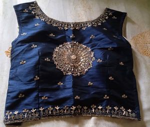 Embroidered Navy Blue Blouse