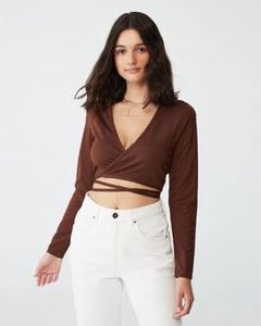 Brown Wrap Around Tie Up Top🤎💒(super Cute)