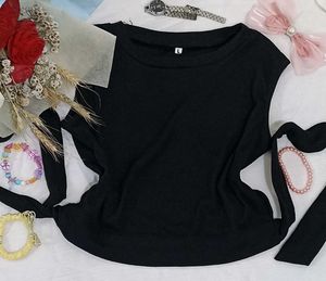 Backless Black Tie Crop Top