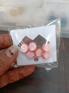 Pink and Gold Round Earrings