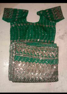 Emerald Green Sequined Sari