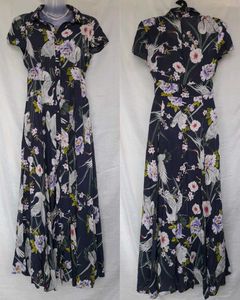 ZARA  Floral Crane Print Maxi Dress